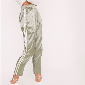 Shannon Sage Green Satin Side Stripe Boxer Joggers